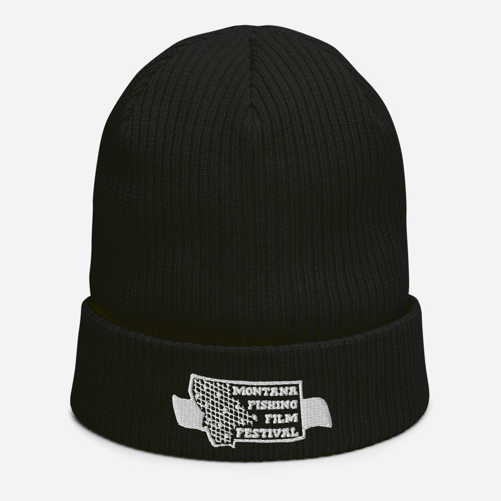 Black/White logo Organic ribbed beanie