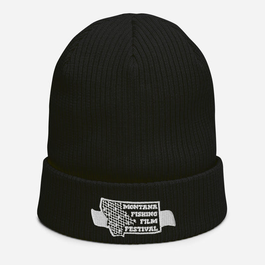 Black/White logo Organic ribbed beanie