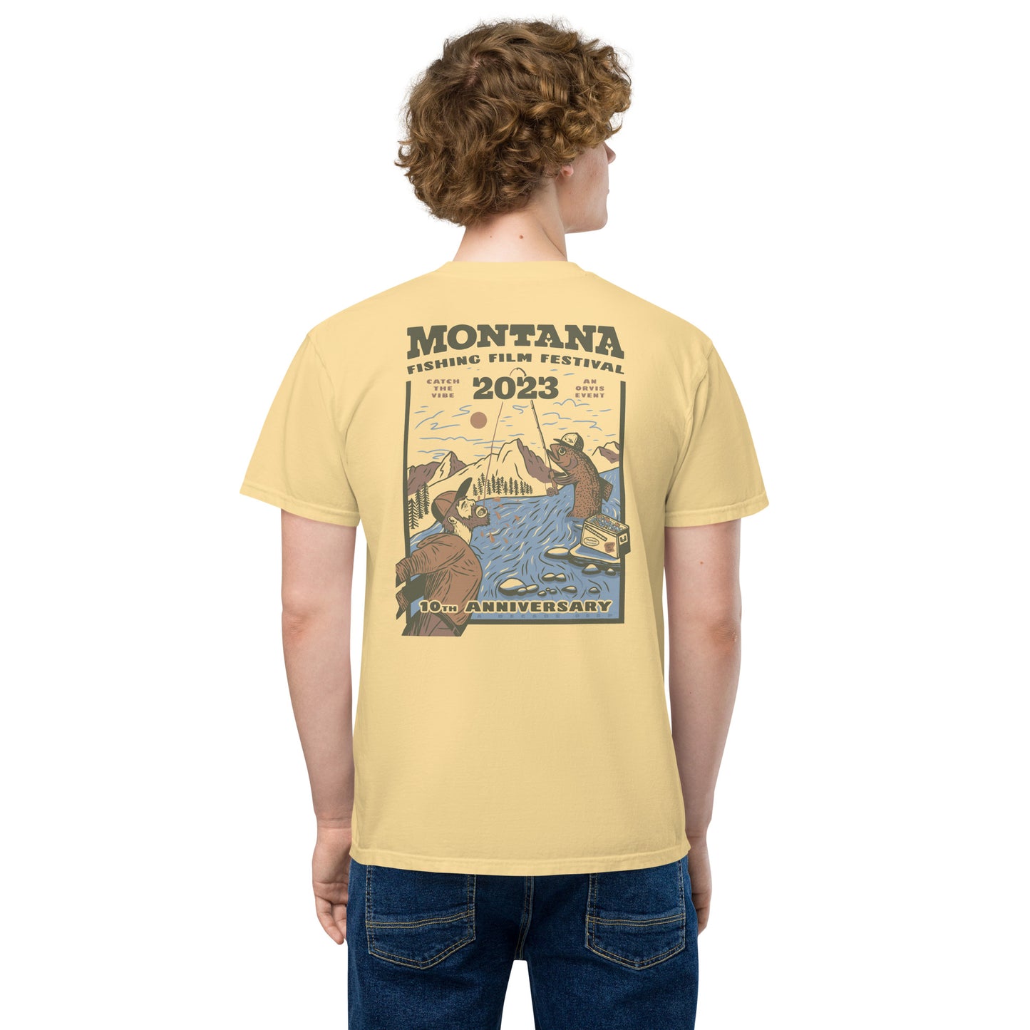2023 Decade Deep Unisex garment-dyed POCKET t-shirt in Yellow or Purple