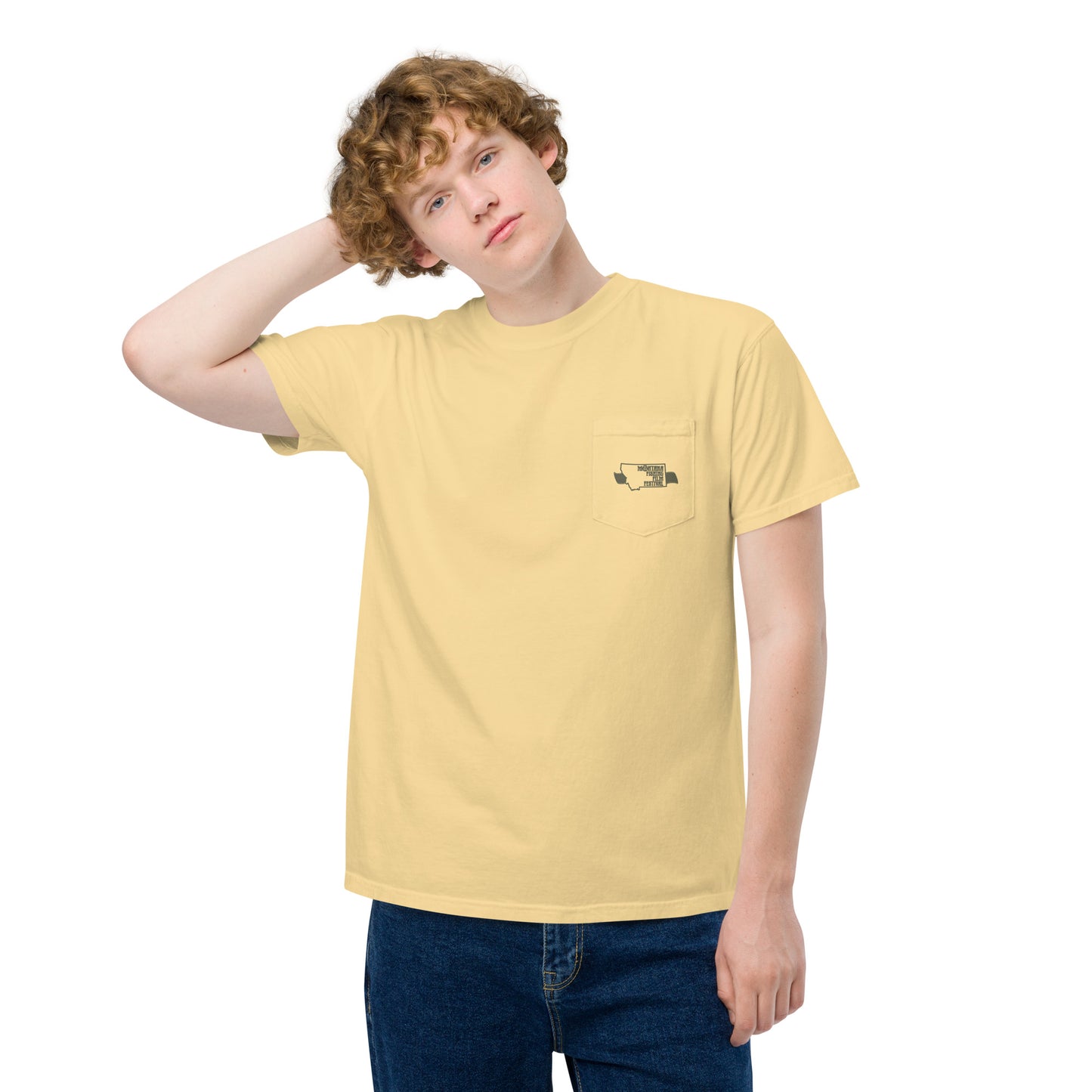 2023 Decade Deep Unisex garment-dyed POCKET t-shirt in Yellow or Purple