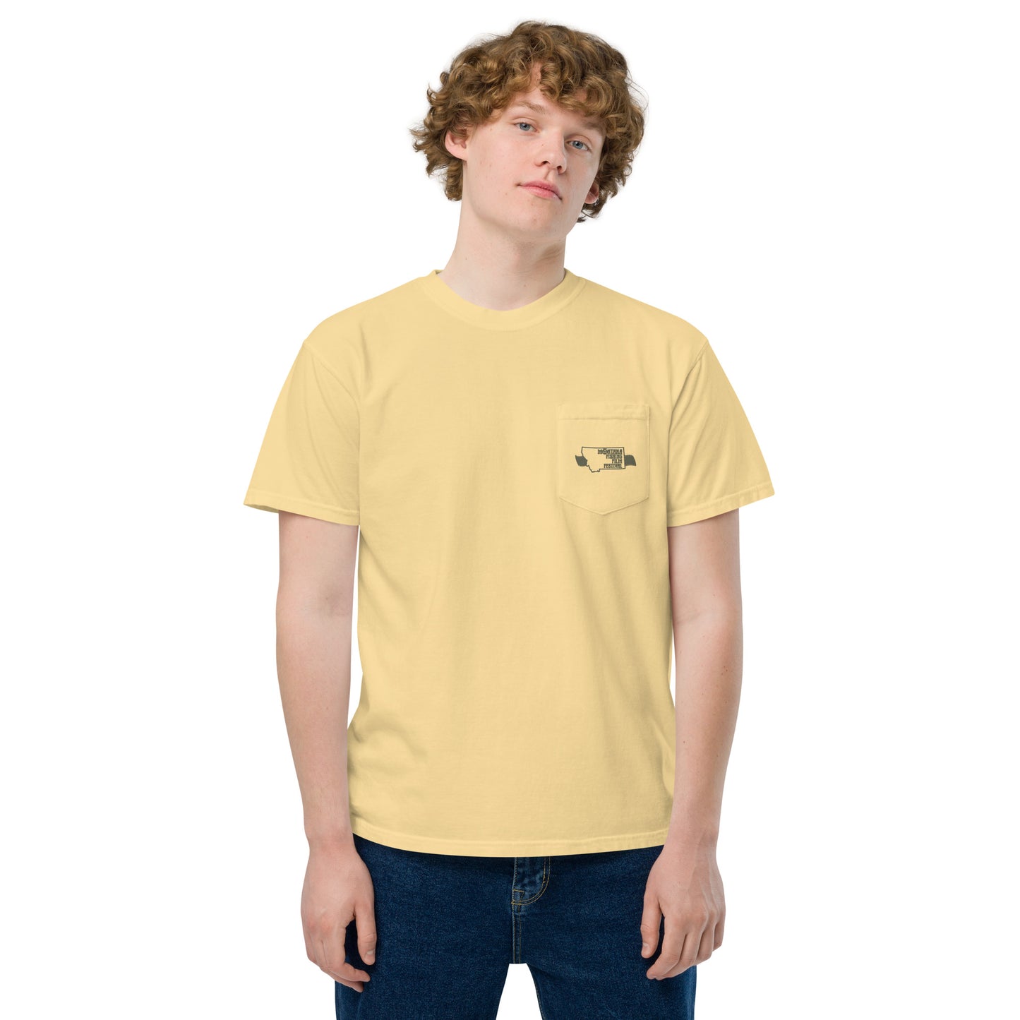 2023 Decade Deep Unisex garment-dyed POCKET t-shirt in Yellow or Purple