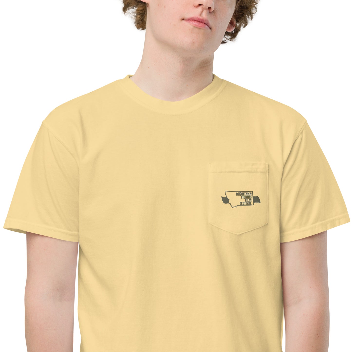 2023 Decade Deep Unisex garment-dyed POCKET t-shirt in Yellow or Purple