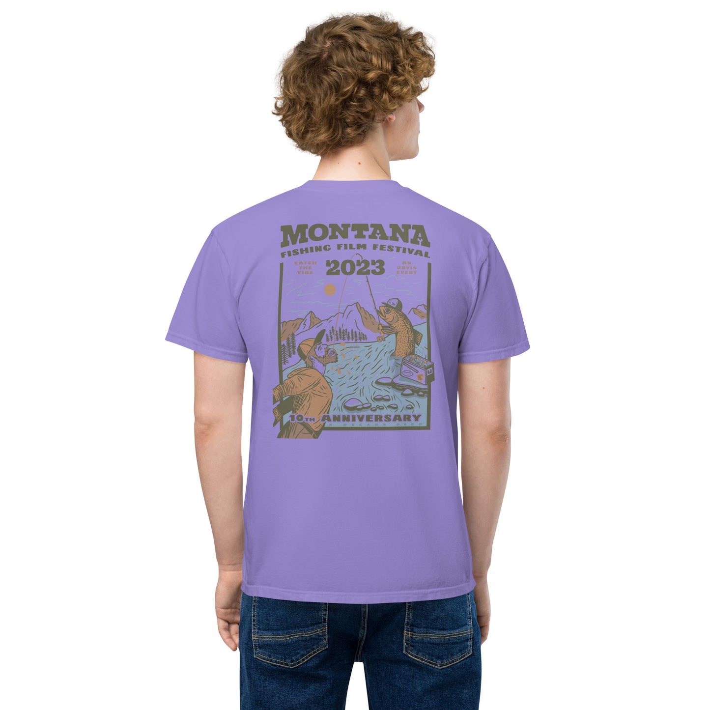 2023 Decade Deep Unisex garment-dyed POCKET t-shirt in Yellow or Purple
