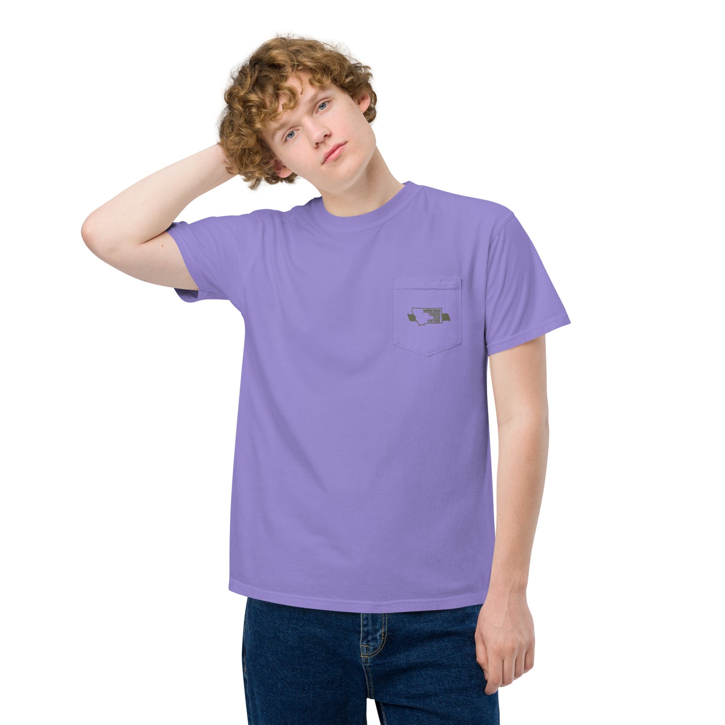 2023 Decade Deep Unisex garment-dyed POCKET t-shirt in Yellow or Purple