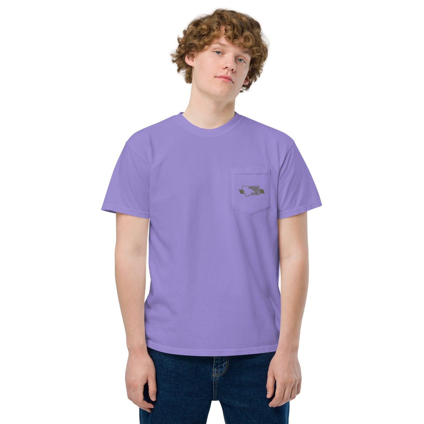 2023 Decade Deep Unisex garment-dyed POCKET t-shirt in Yellow or Purple